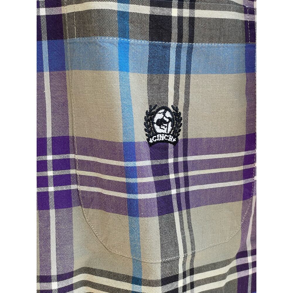 Cinch Men's Western shirt tan plaid M button up. - Picture 3 of 8